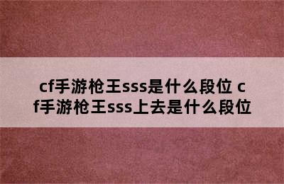 cf手游枪王sss是什么段位 cf手游枪王sss上去是什么段位